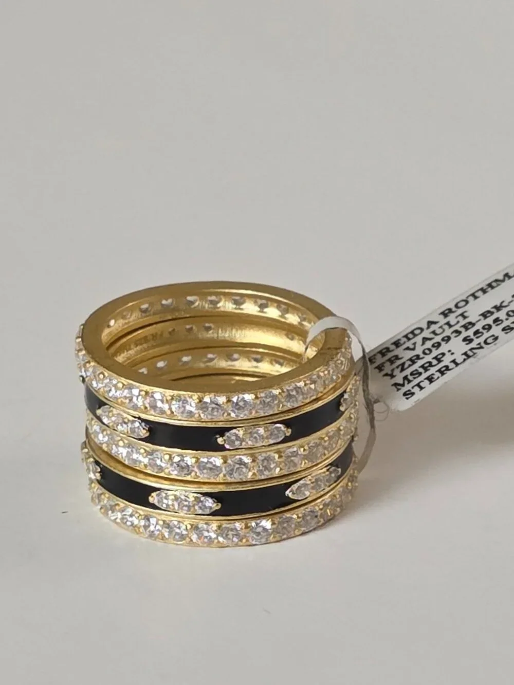 Freida Rothman Gold Plated Two Tone 5-Stack Ring - Picture 3 of 10